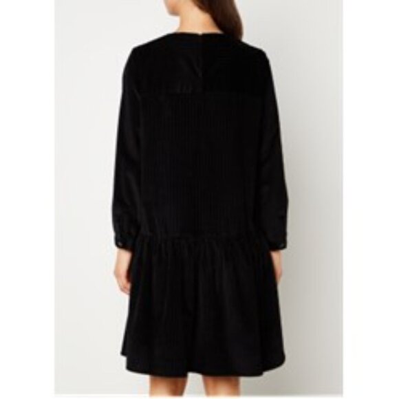 WEEKEND MAX MARA Pancone Tiered Corduroy Mini Dress Size 16 Black - Picture 3 of 8